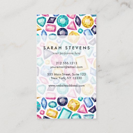 シックでガーリーな光沢があるダイヤモンドの宝石用原石 名刺 (裏面)