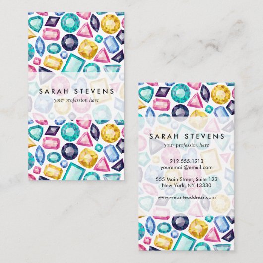 シックでガーリーな光沢があるダイヤモンドの宝石用原石 名刺 (正面/裏面)