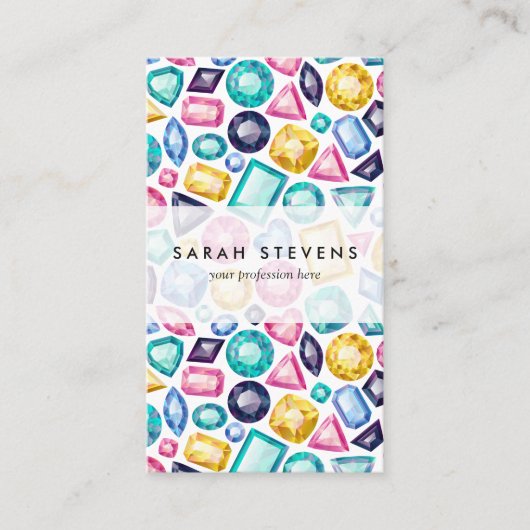 シックでガーリーな光沢があるダイヤモンドの宝石用原石 名刺 (正面)