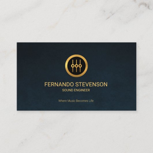 シックでシンプルな金ゴールドの平衡装置アイコン青いグランジ 名刺 (正面)