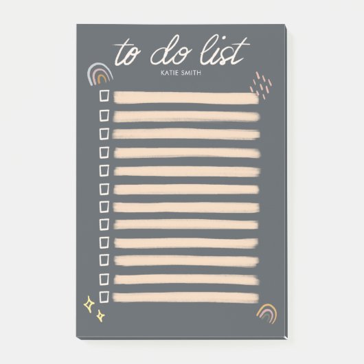 シックでスケッチーなレインボーとスターがリストを作成 ポストイット (正面)