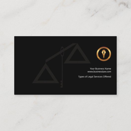 シックでスタイリッシュで半透明で黒い正義のスケール 名刺 (裏面)