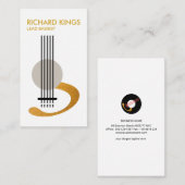 シックでスタイリッシュな金ゴールドのギターのコントラバス奏者のミュージシャン 名刺 (正面/裏面)