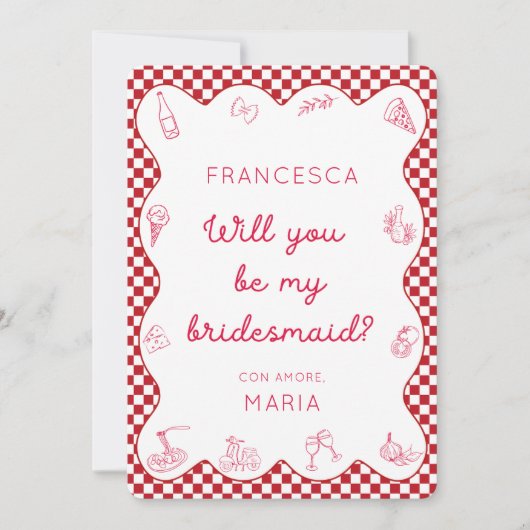シックでタイムレスイタリアンなテーマのブライドメイド提案 ノートカード (正面)