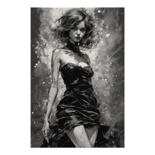 シックでタイムレス:リトルブラックドレスLBD AIアート ポスター