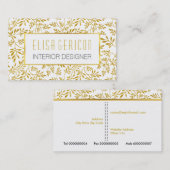 シックでトレンディーの金ゴールドグリッター葉の花柄 名刺 (正面/裏面)