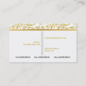 シックでトレンディーの金ゴールドグリッター葉の花柄 名刺 (裏面)