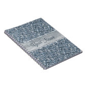 シックでパーソナライズでフェイクで青いスパンコールの銀ぱく ノートブック (右側)