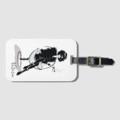 シックでファッショナブルな女性コーヒーラバーパーソナライズされた ラゲッジタグ (正面横)