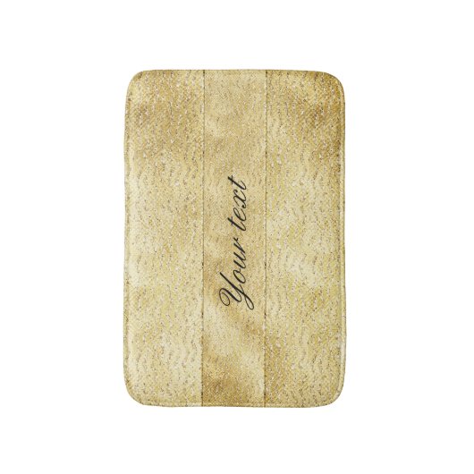 シックでフェイクな金ゴールドのグリッターのシェブロン バスマット (正面縦)