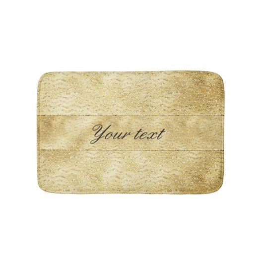 シックでフェイクな金ゴールドのグリッターのシェブロン バスマット (正面)