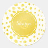 シックでフェイクな金ゴールドのグリッターのチータのプリントのモノグラム ラウンドシール (正面)