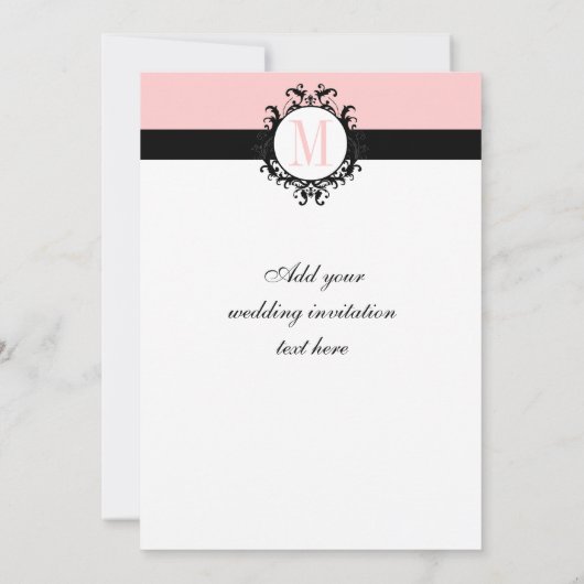 シックでフランスのなダマスク織のモノグラムの結婚式招待状 招待状 (裏面)