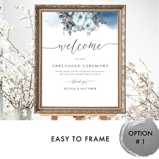 シックでブルー結婚の差し込み式のウェルカムサイン ポスター