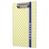 シックでプレッピーで黄色い海軍ギンガムパターンモノグラム クリップボード (左)