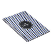 シックでプレッピーな暗藍色のギンガムパターンモノグラム ノートブック (右側)