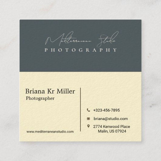 シックでミニマエレガントルな写真 スクエア名刺 (裏面)