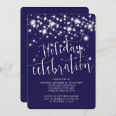 シックでメリーで及び明るい輝きの休日のパーティ 招待状 (正面/裏面)