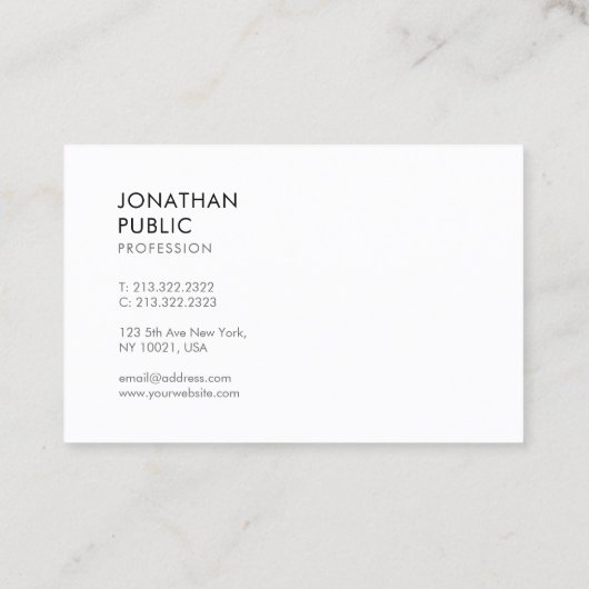 シックでモダンでミニマルで上品な専門の平野 名刺 (裏面)