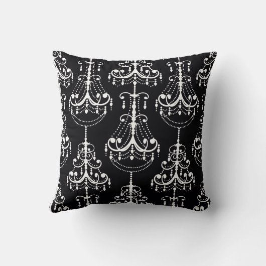 シックでモダンで黒く及び白いシャンデリアの装飾用クッション クッション (裏面)