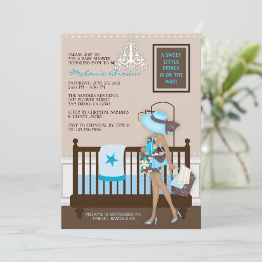 シックでモダンなお母さんのコンテンポラリーなベビーシャワーの招待 招待状 (スタンド正面)