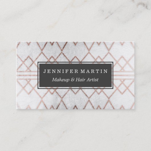 シックでモダンなのどのばら色の金ゴールドの幾何学的な三角形 名刺 (正面)