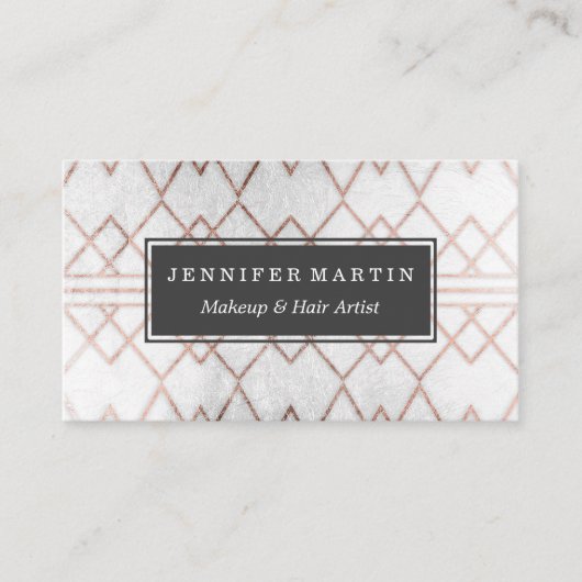 シックでモダンなのどのばら色の金ゴールドの幾何学的な三角形 名刺 (正面)