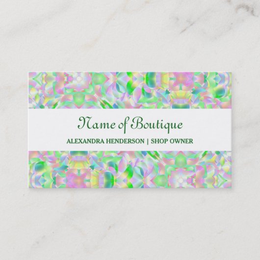 シックでモダンなパステルの抽象芸術の花柄のブティック 名刺 (正面)
