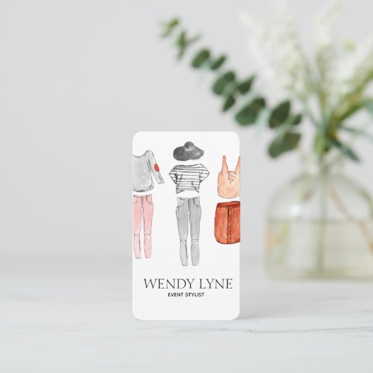 シックでモダンなファッション衣類の名刺 名刺 (スタンド正面)