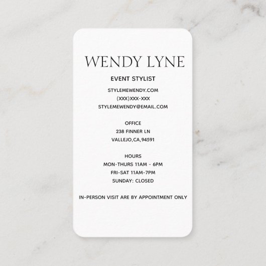 シックでモダンなファッション衣類の名刺 名刺 (裏面)