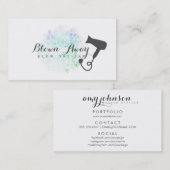 シックでモダンなブロードライのバーの美容師の花の青 名刺 (正面/裏面)