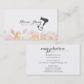 シックでモダンなブロードライのバーの美容師の花柄のピンク 名刺 (正面/裏面)