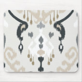 シックでモダンなベージュ白黒のイカットの種族パターン マウスパッド (正面)