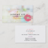 シックでモダンなメーキャップアーティストの水彩画のストライプな唇 名刺 (正面/裏面)