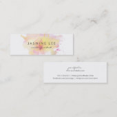 シックでモダンなメーキャップアーティストの水彩画のピンクの予算 スキニー名刺 (正面/裏面)