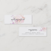 シックでモダンなメーキャップアーティストの水彩画のピンクの花 スキニー名刺 (正面/裏面)