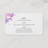 シックでモダンなメーキャップアーティストの水彩画の紫色のグランジ 名刺 (裏面)