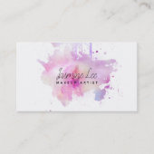 シックでモダンなメーキャップアーティストの水彩画の紫色のグランジ 名刺 (正面)
