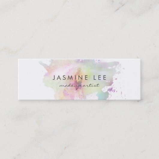 シックでモダンなメーキャップアーティストの水彩画の紫色の予算 スキニー名刺 (正面)