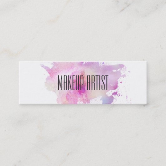 シックでモダンなメーキャップアーティストの水彩画の紫色の予算 スキニー名刺 (正面)