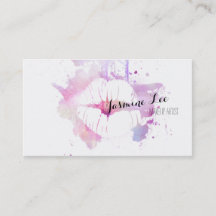 シックでモダンなメーキャップアーティストの水彩画の紫色の唇