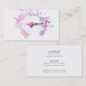 シックでモダンなメーキャップアーティストの水彩画の紫色の唇 名刺 (正面/裏面)