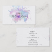 シックでモダンなメーキャップアーティストの水彩画の青いグランジ 名刺 (正面/裏面)