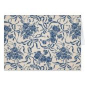 シックでモダンなヴィンテージのアイボリーの濃紺の花柄パターン (正面横)