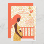 シックでモダンな妊娠したお母さんのベビーシャワー 招待状 (正面/裏面)