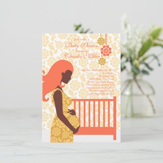 シックでモダンな妊娠したお母さんのベビーシャワー 招待状 (スタンド正面)