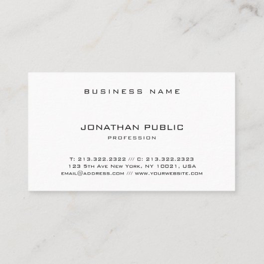 シックでモダンな最小主義のエレガントな白黒のシンプル 名刺 (裏面)