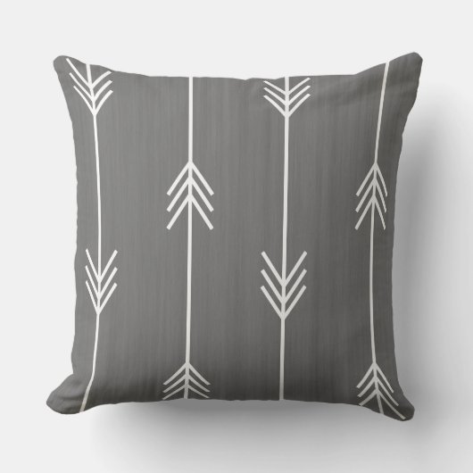 シックでモダンな矢の灰色のリネンスタイル クッション (正面)