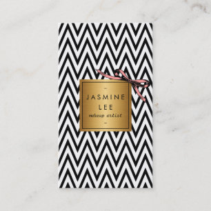 シックでモダンな美容師のメーキャップアーティストの黒の金ゴールド 名刺