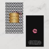 シックでモダンな美容師のメーキャップアーティストの黒の金ゴールド 名刺 (正面/裏面)